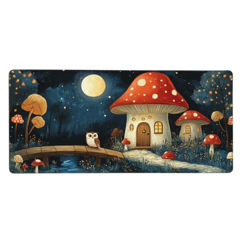 Karikatur Mousepad XL 600x300mm/60x30cm Groß Gaming Mauspad Pilzhaus, Schreibtischunterlage Mit Anti-Rutsch Basis,Tischunterlage Large Size, für Gaming Office Home Zubehör, Geschenke für Männer-z372 von Weaejoan