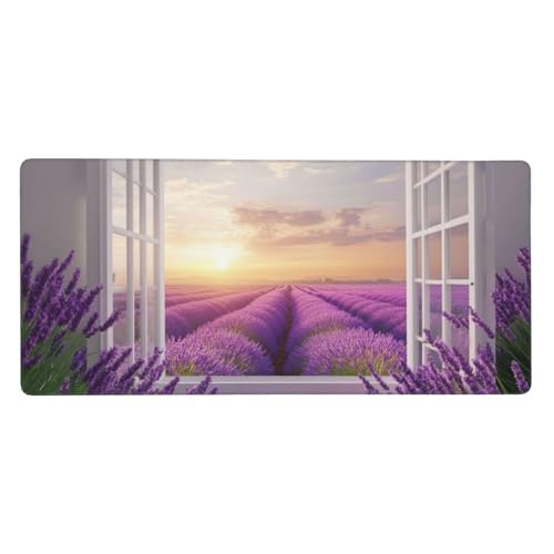 Lila Mousepad XL 1000x400mm/100x40cm Groß Gaming Mauspad Blumenmeer, Schreibtischunterlage Mit Anti-Rutsch Basis,Tischunterlage Large Size, für Gaming Office Home Zubehör, Geschenke für Männer-z1024 von Weaejoan