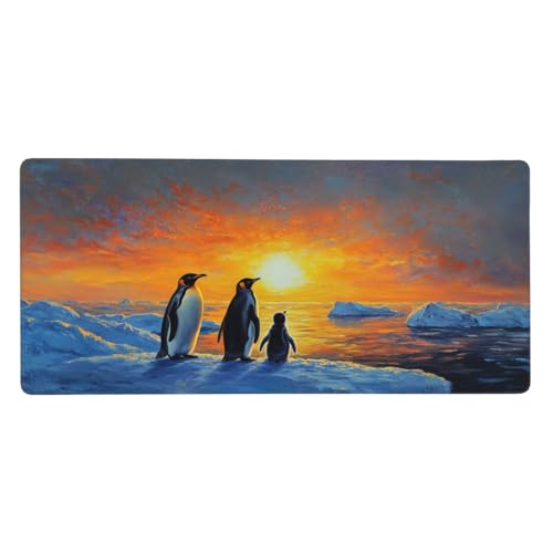 Sonnenuntergang Mousepad XL 1000x400mm/100x40cm Groß Gaming Mauspad Pinguin, Schreibtischunterlage Mit Anti-Rutsch Basis, Tischunterlage Large Size, Gaming Office Zubehör, Geschenke für Männer-z806 von Weaejoan