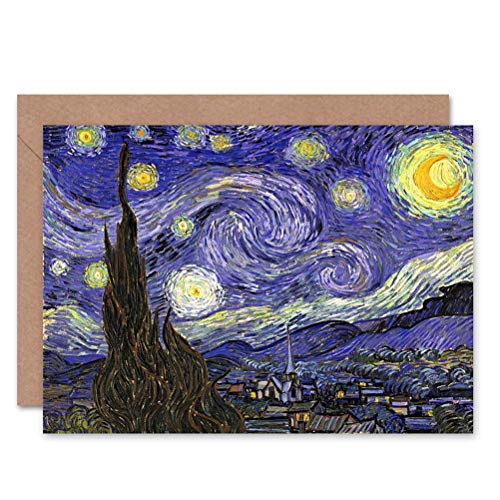 Wee Blue Coo Starry Night By Van Gogh Sealed Greeting Card Plus Envelope Blank inside Nacht von Wee Blue Coo