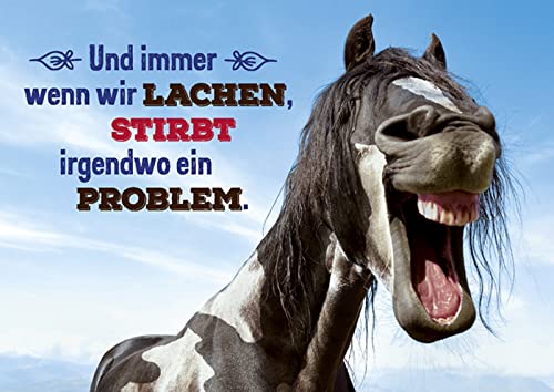 Neue Lebensart Postkarte Glückwunschkarte Grußkarte""Und immer wenn wir lachen.., Pferd"" Zum Beschreiben und Versenden für besondere Anlässe – Premium Qualität – A6 von Wegmann