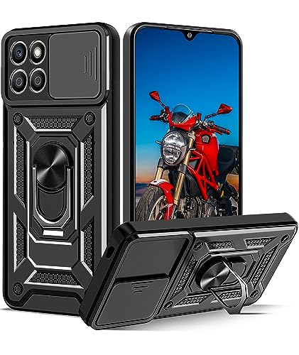 WeiCase Hülle für Honor X6 / Honor X8 5G / Honor 70 Lite, Kameraschutz mit Slide Camera, Rüstung Schutzhülle mit 360 Grad Ring, Metall Halter Magnet Ständer, Silikon Stoßfest Handyhülle für Honor X6 von WeiCase