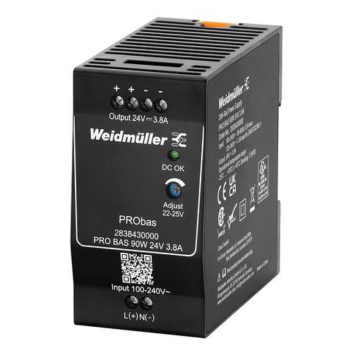 Weidmüller PRO BAS 90W 24V 3.8A Hutschienen-Netzteil (DIN-Rail) Inhalt 1St. von Weidmüller