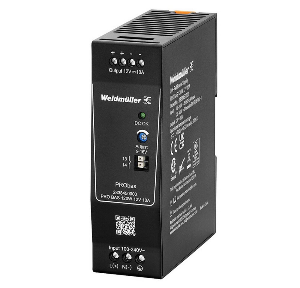 Weidmüller Weidmüller PRO BAS 120W 12V 10A Hutschienen-Netzteil (DIN-Rail) Hutschienen-Netzteil von Weidmüller