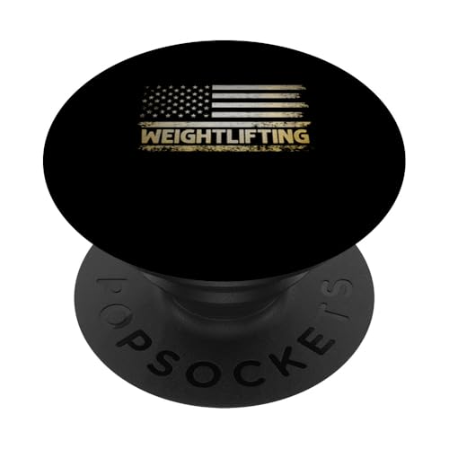 Gewichtheben Gewichtheber mit amerikanischer USA-Flagge PopSockets Klebender PopGrip von Weightlifting Bodybuilding Weightlifter Gifts