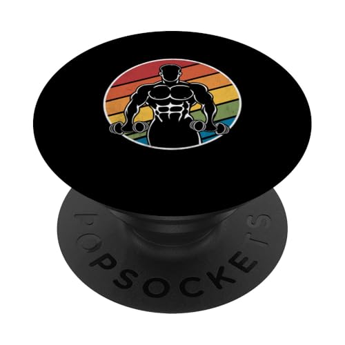 Gewichtheber, Bodybuilding, Gewichtheber, im Retro-Look, bei Sonnenuntergang PopSockets Klebender PopGrip von Weightlifting Bodybuilding Weightlifter Gifts