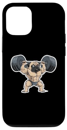 Hülle für iPhone 12/12 Pro Mops Hund Bodybuilder Gewichtheben Gewichtheber Gewichtheber von Weightlifting Bodybuilding Weightlifter Gifts