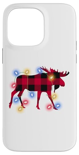 Hülle für iPhone 14 Pro Max Weihnachten Elch Weihnachtsbeleuchtung red plaid von Weihnachten Elch Weihnachtsbeleuchtung red plaid