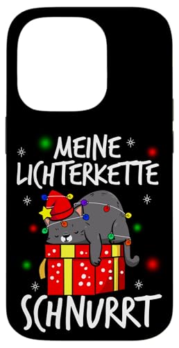 Hülle für iPhone 14 Pro MEINE LICHTERKETTE SCHNURRT Weihnachten Katze Geschenk von Weihnachten Katze Geschenk Outfits & Co