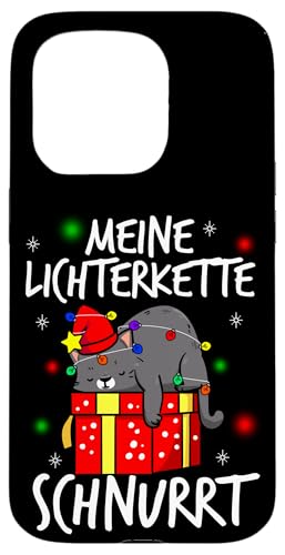 Hülle für iPhone 15 Pro MEINE LICHTERKETTE SCHNURRT Weihnachten Katze Geschenk von Weihnachten Katze Geschenk Outfits & Co