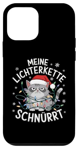 Hülle für iPhone 12 mini Weihnachten Tee Katze Lichterkette Lustig Geschenk Fun von Weihnachten Lustiger Fun Spruch Katzen Tee