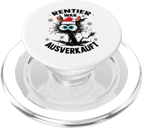 Rentier war ausverkauft Lustiges Schwarze Katze Weihnachten PopSockets PopGrip für MagSafe von Weihnachten Lustiger Rentier Elch Spruch