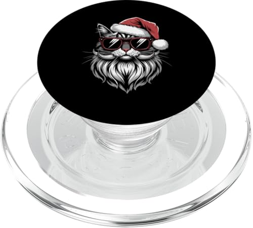 Cooles Weihnachtsshirt Katze Weihnachtsmann Weihnachten Fun PopSockets PopGrip für MagSafe von Weihnachten Shirt Nikolaus Weihnachtsoutfit Lustig