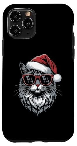 Hülle für iPhone 11 Pro Cooles Weihnachtsshirt Katze Weihnachtsmann Weihnachten Fun von Weihnachten Shirt Nikolaus Weihnachtsoutfit Lustig