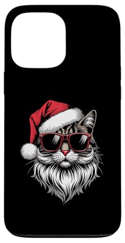 Hülle für iPhone 13 Pro Max Cooles Weihnachtsshirt Katze Weihnachtsmann Weihnachten Fun von Weihnachten Shirt Nikolaus Weihnachtsoutfit Lustig