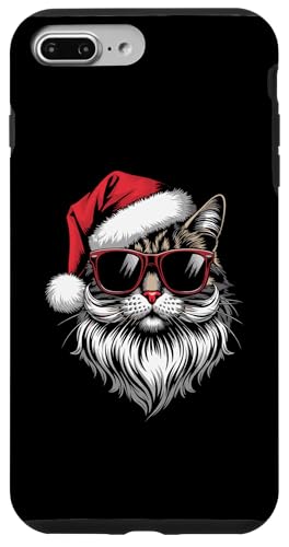 Hülle für iPhone 7 Plus/8 Plus Cooles Weihnachtsshirt Katze Weihnachtsmann Weihnachten Fun von Weihnachten Shirt Nikolaus Weihnachtsoutfit Lustig