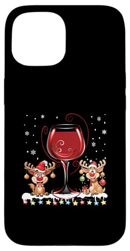 Hülle für iPhone 15 Glas Rotwein Lustig Rentier Weihnachten Männer Weihnachts von Weihnachtoutfit Weihnachtsshirt Herren & Damen