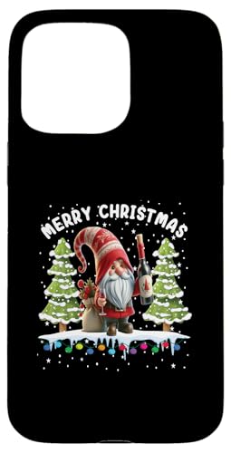 Hülle für iPhone 15 Pro Max Lustige Wichtel Gnome Glas Rotwein Weihnachten Weihnachts von Weihnachtoutfit Weihnachtsshirt Herren & Damen