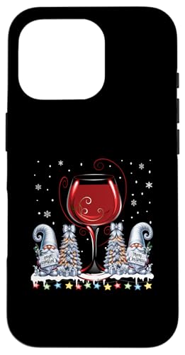 Hülle für iPhone 16 Pro Glas Rotwein Lustige Wichtel Gnome Weihnachten Weihnachts von Weihnachtoutfit Weihnachtsshirt Herren & Damen