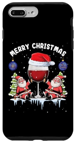 Hülle für iPhone 7 Plus/8 Plus Lustige Wichtel Gnome Glas Rotwein Weihnachten Weihnachts von Weihnachtoutfit Weihnachtsshirt Herren & Damen