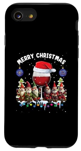 Hülle für iPhone SE (2020) / 7 / 8 Glas Rotwein Lustige Wichtel Gnome Weihnachten Weihnachts von Weihnachtoutfit Weihnachtsshirt Herren & Damen