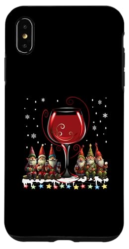 Hülle für iPhone XS Max Glas Rotwein Lustige Wichtel Gnome Weihnachten Weihnachts von Weihnachtoutfit Weihnachtsshirt Herren & Damen