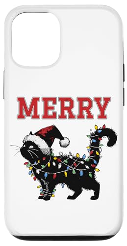 Hülle für iPhone 15 Merry Catmas - Lustige Lichterketten Katze von Weihnachts- Pajamas PJ Santa Katze