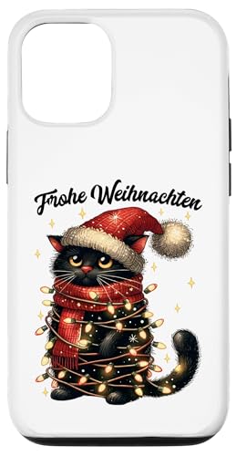 Hülle für iPhone 12/12 Pro Weihnachtsoutfit Katze Mit Weihnachtsbeleuchtung Weihnachts von Weihnachtsgeschenke & Weihnachtspullover