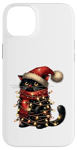 Hülle für iPhone 14 Plus Weihnachtsoutfit Katze Mit Weihnachtsbeleuchtung Weihnachts von Weihnachtsgeschenke & Weihnachtspullover