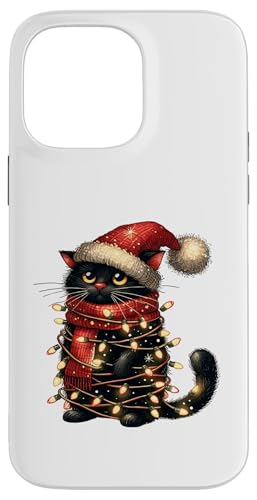 Hülle für iPhone 14 Pro Max Weihnachtsoutfit Katze Mit Weihnachtsbeleuchtung Weihnachts von Weihnachtsgeschenke & Weihnachtspullover