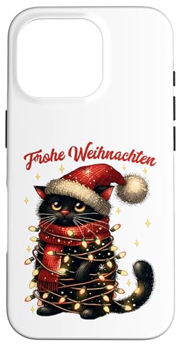 Hülle für iPhone 16 Pro Weihnachtsoutfit Katze Mit Weihnachtsbeleuchtung Weihnachts von Weihnachtsgeschenke & Weihnachtspullover