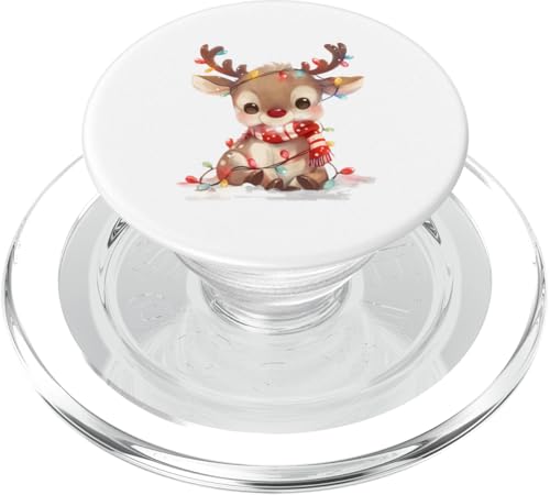 Kleines Rentier "Rudolf" mit Schal und Lichterkette PopSockets PopGrip für MagSafe von Weihnachtsmotive mit Tieren