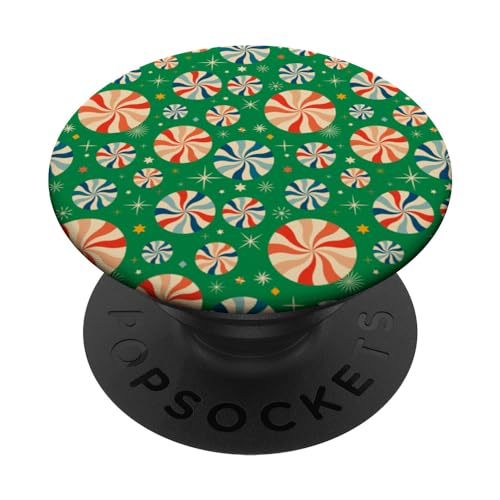 Retro-Pfefferminz-Weihnachten PopSockets Klebender PopGrip von Weihnachtswahnsinn