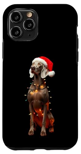 Hülle für iPhone 11 Pro Weimaraner mit Weihnachtsmannmütze Weihnachtsbeleuchtung Hundebesitzer Mama Papa von Weimaraner Christmas Products