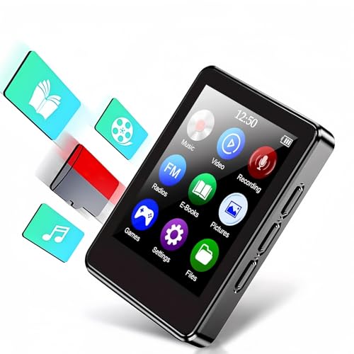 Weinsamkeit 1.8" Full Touchscreen MP3 Player mit Bluetooth 5.0, Tragbarer MP3 Player mit Lautsprecher/Sprachaufzeichnung/FM Radio/E-Book/Video, Eingebaut 64 GB, TF-Karte Erweiterbar auf 128 GB von Weinsamkeit