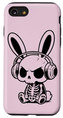 Hülle für iPhone SE (2020) / 7 / 8 Trauriger Cringe Hase mit Kopfhörern, Goth Ostern von Weirdcore Ostergeschenke, Osterkörbchenfüller