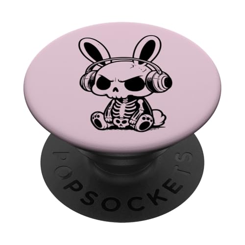 Trauriger Cringe Hase mit Kopfhörern, Goth Ostern PopSockets Klebender PopGrip von Weirdcore Ostergeschenke, Osterkörbchenfüller