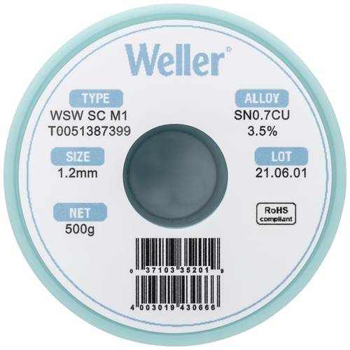 Weller T0051387399 Lötzinn, bleifrei Sn0,7Cu 500g 1.20mm von Weller