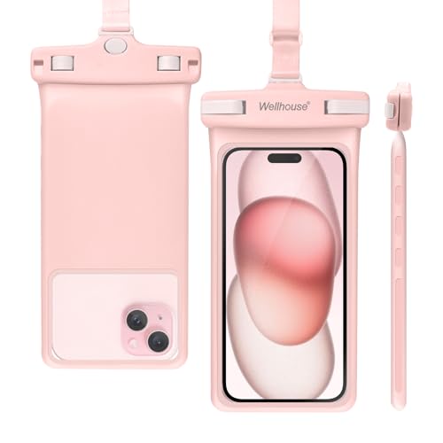 Universelle wasserdichte handyhülle mit Lanyard Handy IP8X Tauchen im Freien Strand unter Wasser bis zu 7,0" wasserdichter beutel 3D nahtlose HD TPU staubdichte Touch-Telefonhülle für iPhone Pink von Wellhouse