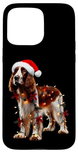 Hülle für iPhone 15 Pro Max Walisischer Springer Spaniel Hund Weihnachtsmannmütze Weihnachtsbeleuchtung Besitzer von Welsh Springer Spaniel Dog Christmas Products