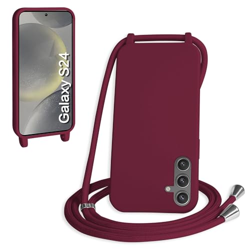 WenBaby Handykette für Samsung Galaxy S24 Hülle mit Band,Handyhülle mit Schnur zum Umhängen Silikon Seil Necklace Schutzhülle mit Kordel Tasche Case TPU Bumper für Galaxy S24- Rot von WenBaby