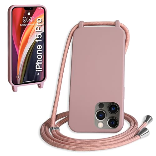 WenBaby Handykette für iPhone 15 Pro Hülle mit Band,Handyhülle mit Schnur zum Umhängen Silikon Seil Necklace Schutzhülle mit Kordel Tasche Case TPU Bumper für iPhone 15 Pro- Sandrosa WenBaby Handykette für iPhone 15 Pro Hülle mit Band,Handyhülle mit Schnur zum Umhängen Silikon Seil Necklace Schutzhülle mit Kordel Tasche Case TPU Bumper für iPhone 15 Pro- Sandrosa von WenBaby