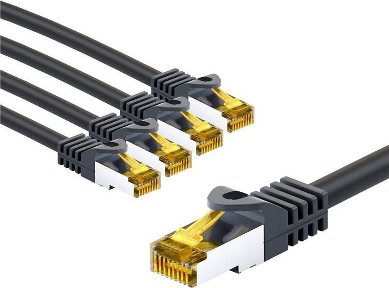 Goobay RJ45-Patchkabel CAT 6A S/FTP PiMF 500 MHz mit 7 Rohkabel 5 m schwarz (69406) von Wentronic