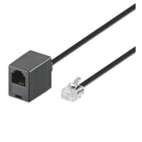 Wentronic Goobay Modularverlängerungskabel, Schwarz, 3 m - RJ11/RJ14-Stecker (6P4C) auf RJ11-Buchse (6P4C) (68259) von Wentronic