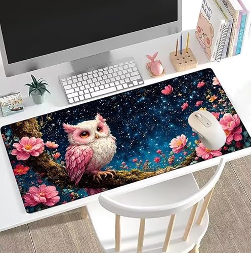 Eule Mauspad Große Niedlich Schreibtischunterlage, Mauspad Gaming, Gaming Tastatur Matte, Geschenke für Frauen, Männer, Großer Erweiterter Schreibtisch Schutz Für Room Office, Decor 1400x700x3mm W5-72 von Weoqion