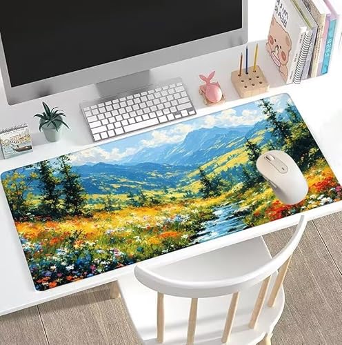 Grün Mauspad Große Berg Schreibtischunterlage, Mauspad Gaming, Gaming Tastatur Matte, Geschenke für Frauen, Männer, Großer Erweiterter Schreibtisch Schutz Für Room Office, Decor 1600x800x3mm W5-15 von Weoqion