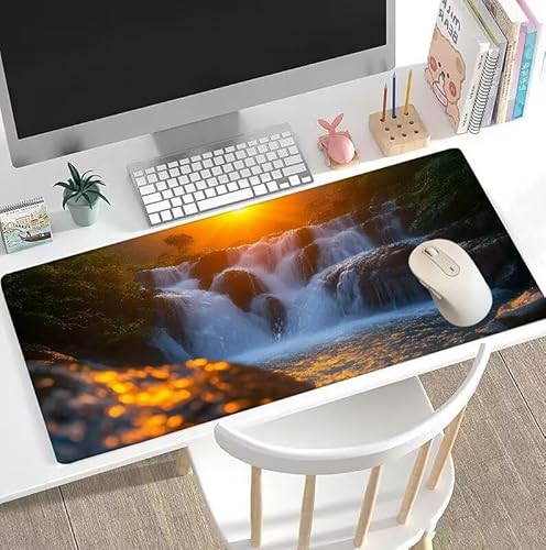 Mauspad Sonnenlicht Mauspad XXL 1600x800x3mm Schreibtischunterlage Fallen Mousepad Large Size mit Anti Rutsch Basis Mouse Pad, Wasserdicht Gaming-Mauspads, Gaming Zubehör für PC Office Home W5-391 von Weoqion