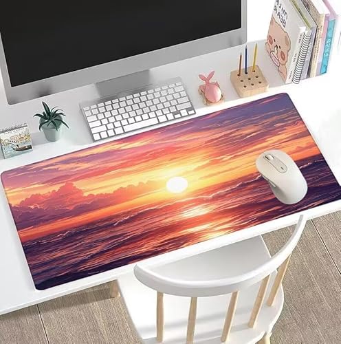 Mauspad 500x250x3mm Gaming Mauspad XXL Sonnenuntergang Schreibtischunterlage Ozean Mauspad Large Size mit Verbessert Geschwindigkeit und Präzision Mausmat, Wasserdicht Mauspads für PC Office W5-562 von Weoqion