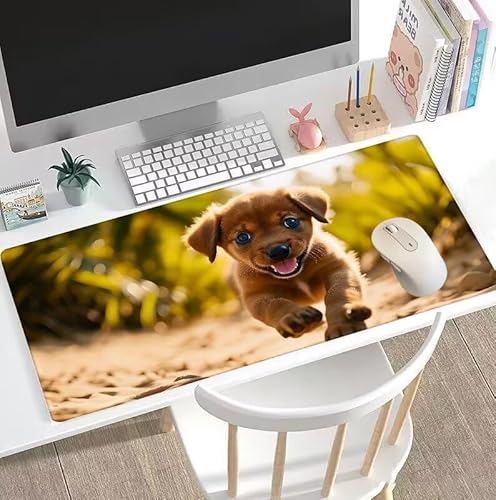 Mauspad Hund Mauspad XXL 1000x500x3mm Schreibtischunterlage Niedlich Mousepad Large Size Anti Rutsch Basis Mouse Pad, Verbessert Geschwindigkeit Gaming-Mauspads, Gaming Zubehör für PC Office W5-785 von Weoqion