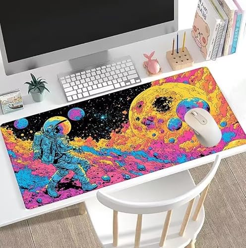 Rosa Mauspad Große Astronaut Schreibtischunterlage, Mauspad Gaming, Gaming Tastatur Matte, Geschenke für Frauen, Männer, Großer Erweiterter Schreibtisch Schutz Für Room Office, Decor 1600x800x3mm W5-3 von Weoqion